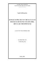 đánh giá ngưỡng chịu tải và đề xuất các giải pháp bảo vệ môi trường nước sông nhuệ, khu vực qua thành phố hà nội