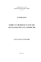 Nghiên cứu chế phẩm xử lý nước thải nhà máy rượu đồng xuân, tỉnh phú thọ 