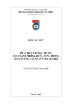 Phân tích các đặc trưng của thanh nhiên liệu sử dụng trong lò phản ứng hạt nhân vver aes 2006