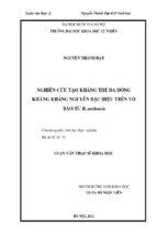 Nghiên cứu tạo kháng thể đa dòng kháng kháng nguyên đặc hiệu trên vỏ bào tử b. anthracis