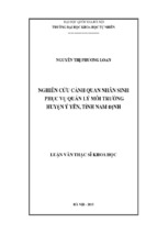 Nghiên cứu cqns phục vụ quản lý môi trường huyện ý yên, tỉnh nam định