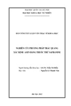 Nghiên cứu phương pháp trắc quang xác định asen bằng thuốc thử safranine (tóm tắt)
