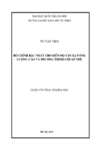 Bổ chính bậc nhất cho biên độ tán xạ năng lượng cao và phương trình chuẩn thế  (tóm tắt)