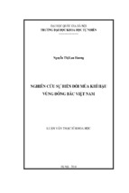 Nghiên cứu sự biến đổi mùa khí hậu vùng đông bắc việt nam  