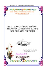 Skkn hiệu trưởng sử dụng các phương pháp quản lý trong chỉ đạo đội ngũ giáo viên chủ nhiệm ở trường thpt điểu cải