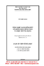 Tổng hợp nano kẽm oxít có kiểm soát hình thái và một số ứng dụng