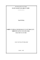 Nghiên cứu đề xuất mô hình quản lý nguồn thải gây ô nhiễm môi trường nước sông nhuệ đoạn chảy qua hà nội