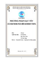 Skkn phương pháp dạy tốt các hàm trong phần mềm microsoft excel