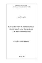 đánh giá tác động của biến đổi khí hậu đến tài nguyên nước tỉnh hà giang và đề xuất giải pháp ứng phó