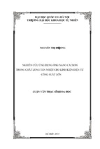 Nghiên cứu ứng dụng ống nano cacbon trong chất lỏng tản nhiệt cho linh kiện điện tử công suất lớn