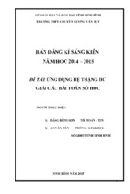 Skkn ứng dụng hệ thặng dư giải các bài toán số học