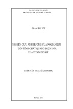 Nghiên cứu ảnh hưởng của polianilin đến tính chất quang điện hóa của titan dioxit