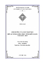 Tiểu luận Ảnh hưởng của xâm nhập mặn đến an ninh lương thực tỉnh Kiên Giang năm 2014 và 2015