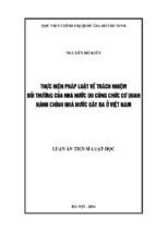 Thực hiện pháp luật về trách nhiệm bồi thường của nhà nước do công chức cơ quan hành chính nhà nước gây ra ở việt nam