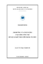 ảnh hưởng của chất lượng cuộc sống đến sự gắn kết nhân viên trong tổ chức