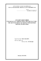 Skkn ứng dụng cntt trong công việc quản lý thu – chi ( kế toán quỹ) tại trung tâm giáo dục thường xuyên tỉnh