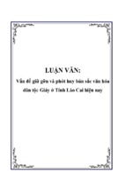 Vấn đề giữ gỡn và phỏt huy bản sắc văn hóa dân tộc giáy ở tỉnh lào cai hiện nay