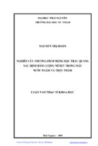 Nghiên cứu phương pháp động học trắc quang xác định hàm lượng nitrit trong mẫu nước ngầm và thực phẩm