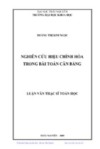 Nghiên cứu hiệu chỉnh hóa trong bài toán cân bằng