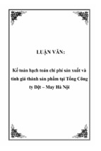 Kế toán hạch toán chi phí sản xuất và tính giá thành sản phẩm tại tổng công ty dệt – may hà nội