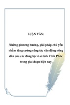 Những phương hướng, giải pháp chủ yếu nhằm tăng cường công tác vận động nông dân của các đảng bộ xã ở tỉnh vĩnh phúc trong giai đoạn hiện nay