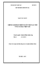 Tóm tắt luận án tiến sĩ quản lý hành chính công chính sách phát triển nguồn nhân lực trẻ vùng tây bắc việt nam hiện nay