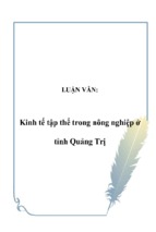 Kinh tế tập thể trong nông nghiệp ở tỉnh quảng trị