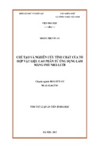 Tóm tắt luận án tiến sĩ hóa học chế tạo và nghiên cứu tính chất của tổ hợp vật liệu cao phân tử ứng dụng làm màng phủ nhà lưới