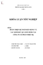 Luận văn hoàn thiện kế toán bán hàng và xác định kết quả bán hàng tại công ty cổ phần thiết bị