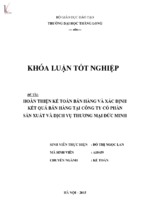 Luận văn hoàn thiện kế toán bán hàng và xác định kết quả bán hàng tại công ty cổ phần sản xuất và dịch vụ thương mại đức minh