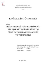 Luận văn hoàn thiện kế toán bán hàng và xác định kết quả bán hàng tại công ty tnhh hawee sản xuất và thương mại