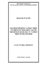 Giải pháp mở rộng và phát triển tài trợ xuất nhập khẩu tại chi nhánh ngân hàng đầu tư và phát triển tp. hồ chí minh