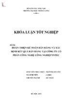 Luận văn hoàn thiện kế toán bán hàng và xác định kết quả bán hàng tại công ty cổ phần công nghệ công nghiệp intec