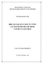 Hiệu quả quản lý đầu tư công tại thành phố hồ chí minh vấn đề và giải pháp