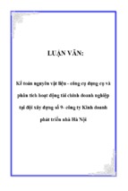 Kế toán nguyên vật liệu   công cụ dụng cụ vàphân tích hoạt động tài chính doanh nghiệp tại đội xây dựng số 9  công ty kinh doanh phát triển nhà hà nội