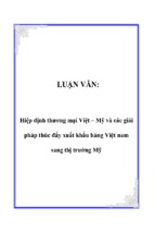 Hiệp định thương mại việt – mỹ và các giải pháp thúc đẩy xuất khẩu hàng việt nam sang thị trường mỹ