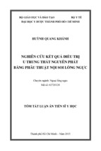 Nghiên cứu kết quả điều trị u trung thất nguyên phát bằng phẫu thuật nội soi lồng ngực