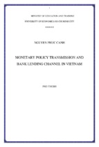 Monetary policy transmission and bank lending channel in vietnam