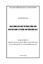 Hoạt động của một số đảng cộng sản khu vực nam á từ năm 1991 đến năm 2011