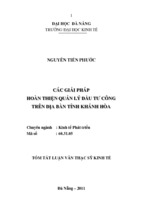 Luận văn các giải pháp hoàn thiện quản lý đầu tư công trên địa bàn tỉnh khánh hòa