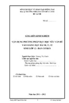 Skkn vận dụng phương pháp dạy học nêu vấn đề vvào giảng dạy bài 10, 11, 12 sinh học lớp 12