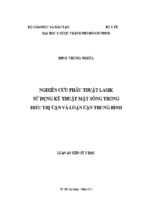 Luận án nghiên cứu phẫu thuật lasik sử dụng kỹ thuật mặt sóng trong điều trị cận và loạn cận trung bình
