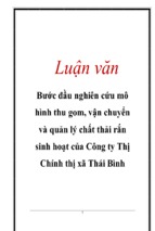 Bước đầu nghiên cứu mô hình thu gom, vận chuyển và quản lý chất thải rắn sinh hoạt của công ty thị chính thị xã thái bình