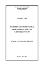 Luận văn phát triển kinh tế trang trại trong lĩnh vực nông lâm tại tỉnh quảng nam