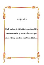 định hướng và giải pháp trong thực hiện chính sách tiền tệ nhằm kiểm soát lạm phát ở cộng hòa dân chủ nhân dân lào