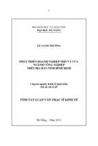 Luận văn phát triển doanh nghiệp nhỏ và vừa ngành công nghiệp trên địa bàn tỉnh bình định