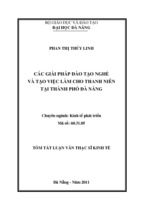 Luận văn các giải pháp đào tạo nghề và tạo việc làm cho thanh niên tại thành phố đà nẵng