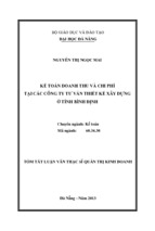 Kế toán doanh thu và chi phí tại các công ty tư vấn thiết kế xây dựng ở tỉnh bình định luận văn th.sĩ