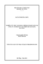 Nghiên cứu việc vận dụng chính sách kế toán tại công ty cổ phần tư vấn thiết kế xây dựng đà nẵng luận văn th.sĩ