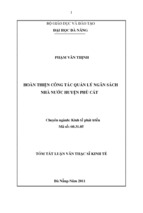 Luận văn hoàn thiện công tác quản lý ngân sách nhà nước huyện phù cát